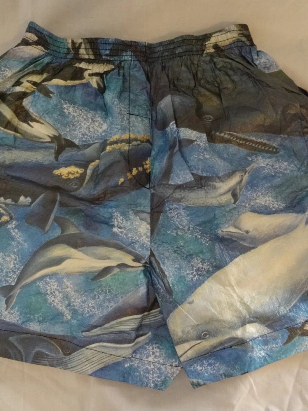 Animal Print PRIDE Whale Porpoise Dolphin Tyve Stretch Swimming Trunks Size L